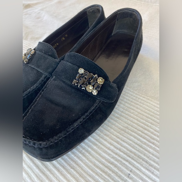 Stuart Weitzman Black Suede Loafers - Picture 8 of 16